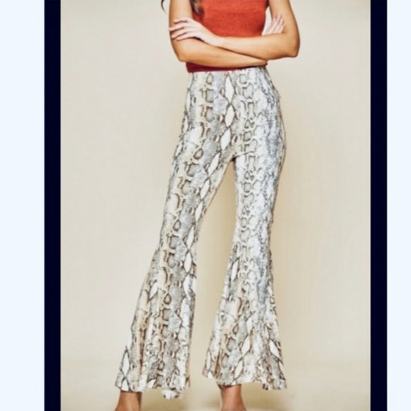 Snakeskin Flare Bell Wide Leg Pants Palazzo - Picture 2 of 9